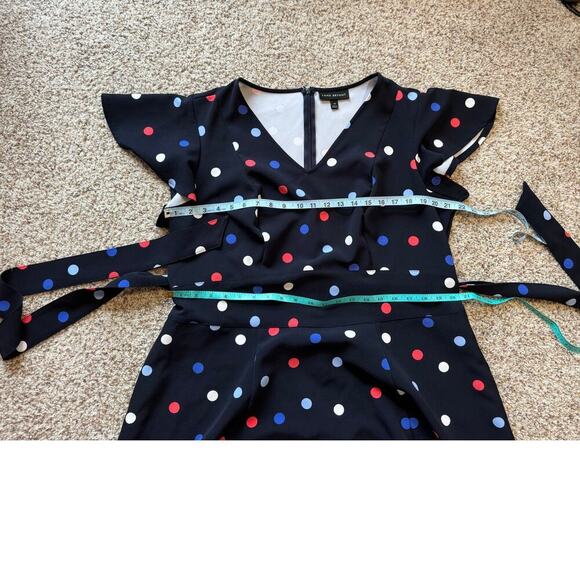 Lane Bryant Flutter Sleeve; size women's 18, Navy Blue colorful Polka Dot dress - Picture 7 of 10